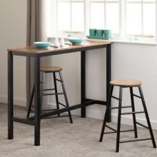 Alsip Acacia Effect Wooden Breakfast Bar Table With 2 Stools - UK