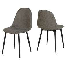Alsip Grey Fabric Dining Chairs In Pair - UK