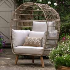 Atmore Outdoor Rattan Egg Chair With Cushion In Natural - UK