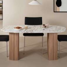 Attalla White Marble Top Dining Table In Natural - UK