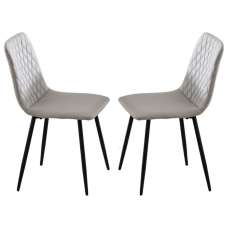 Attica Light Grey Leather Dining Chairs - Pair - UK