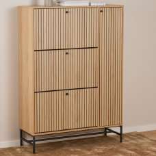 Attica Wooden Shoe Cabinet With 1 Door In Oak And Matt Black - UK