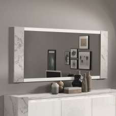 Attoria Bedroom Mirror In White Marble Effect Frame and LED - UK