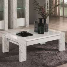 Attoria High Gloss Coffee Table In White Marble Effect - UK