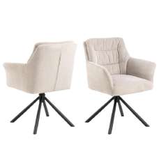 Atwater Beige Fabric Dining Chairs In Pair - UK