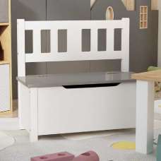 Atwater Wooden Children Storage Bench In White And Grey - UK