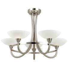 Auburn Glass 5 Ceiling Light With Steel Frame In Satin Chrome - UK
