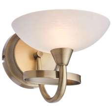 Auburn Glass Wall Light With Steel Frame In Antique Brass - UK