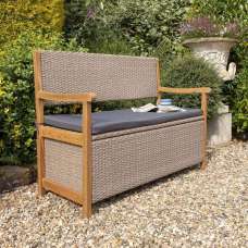 Auchinleck Rattan Garden Storage Seating Bench in Natural - UK