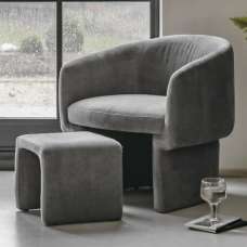 Augusta Fabric Armchair With Foot Stool In Anthracite - UK