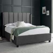 Augusta Velvet Ottoman Storage Double Bed In Grey - UK