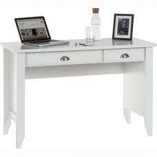 Laramie Wooden Laptop Desk With 2 Drawers In Soft White - UK
