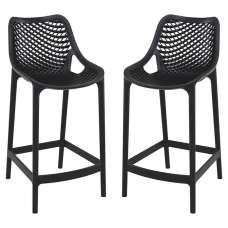 Aultas 65cm Black Polypropylene Bar Stools In Pair - UK