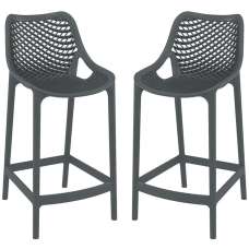 Aultas 65cm Dark Grey Polypropylene Bar Stools In Pair - UK