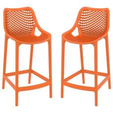 Aultas 65cm Orange Polypropylene Bar Stools In Pair - UK