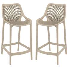 Aultas 65cm Taupe Polypropylene Bar Stools In Pair - UK