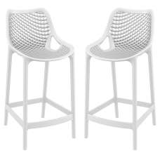 Aultas 65cm White Polypropylene Bar Stools In Pair - UK