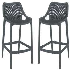 Aultas 75cm Anthracite Polypropylene Bar Stools In Pair - UK