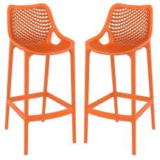Aultas 75cm Orange Polypropylene Bar Stools In Pair - UK