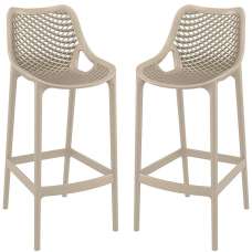 Aultas 75cm Taupe Polypropylene Bar Stools In Pair - UK