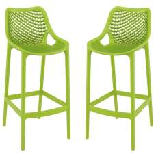 Aultas 75cm Tropical Green Polypropylene Bar Stools In Pair - UK