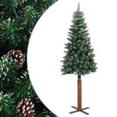 Aurelia 150cm PVC Christmas Tree With Real Wood and Snow - Green - UK