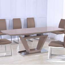 Aurora High Gloss Extending Dining Table In Cappuccino - UK