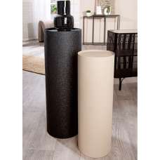 Aurora Metal Set Of 2 Cylindrical Pillar In Black And Cream - UK