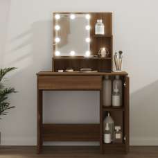 Aurora Wooden Dressing Table In Brown Oak With LED Lights - UK