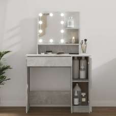 Aurora Wooden Dressing Table In Concrete Grey With LED Lights - UK