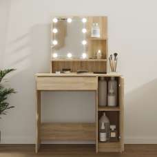 Aurora Wooden Dressing Table In Sonoma Oak With LED Lights - UK