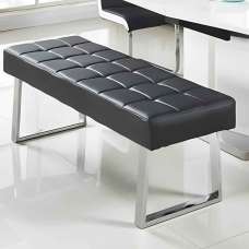 Austin Large Faux Leather Dining Bench In Black - UK