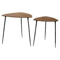 Australis Wooden Nest Of 2 Tables With Metal Legs In Brown - UK