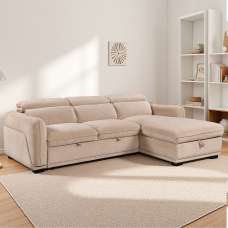 Avani Fabric Right-Handed Sofa Bed in Rye - UK