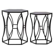 Avanto Metal Set Of 2 Side Tables In Black - UK