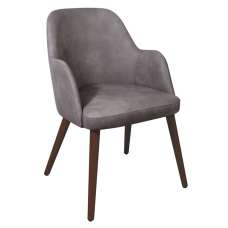 Avelay Faux Leather Bedroom Armchair In Steel Grey Vintage Elegance - UK