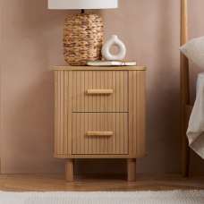 Avenel Wooden Bedside Cabinet With 2 Drawers In Oak - UK
