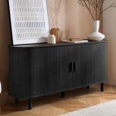 Avenel Wooden Storage Cabinet With 2 Sliding Doors In Black - UK