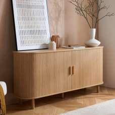 Avenel Wooden Storage Cabinet With 2 Sliding Doors In Oak - UK
