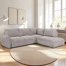 Avenyx Fabric Right-Handed Sofa Bed in Silver - UK
