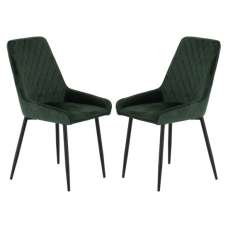 Avah Emerald Green Velvet Dining Chairs In Pair - UK