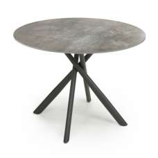Accro Grey Glass Top Dining Table With Metal Black Legs - UK