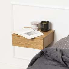 Aviana Wall Hung Wooden Bedside Cabinet With 1 Drawer In Oak - UK