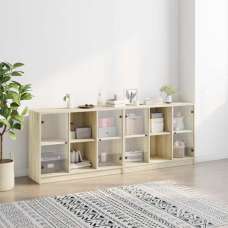 Avila Wooden Bookcase With 4 Doors In Sonoma Oak - UK