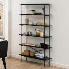 Avila Wooden Bookcase With 5 Shelves In Ash Black - UK