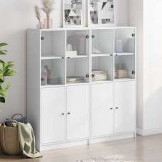 Avila Wooden Office Cabinet With 8 Doors In White - UK