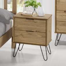 Avoch Wooden Bedside Cabinet With 2 Drawers In Oak - UK