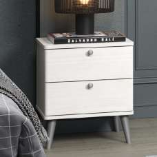 Avoch Wooden Bedside Cabinet With 2 Drawers In White - UK
