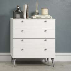 Avoch Wooden Chest Of 4 Drawers In White - UK