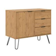 Avoch Wooden Sideboard With 1 Door 3 Drawers In Oak - UK